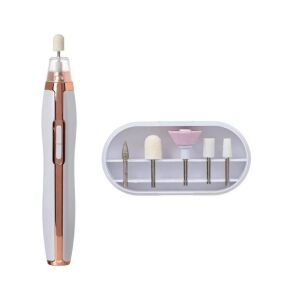 Elektryczne urządzenie do pielęgnacji paznokci z 5 końcówkami, ładowalne, białe i różowe złoto, do manicure i pedicure - Szlifierka do gwoździ