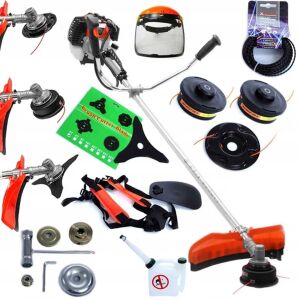 Tăietoare de tufișuri Demon RQ580 cu toate accesoriile sale, inclusiv o vizieră de protecție a feței, ham, capete de fir și multe altele - Masini de tuns iarba