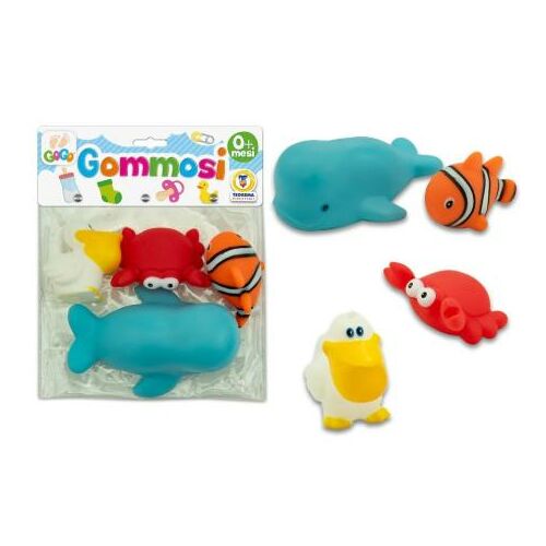 Gogo Gommosi tengeri állatos fürdőjáték babáknak, bálna, rák, hal, kacsa