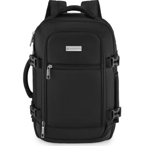 Utazó hátizsák, Zagatto, Fekete, Kézipoggyász 40x20x25 cm, Repülős utazó hátizsák, Wizz Air kompatibilis, Ryanair, Kompressziós hevederek, Bőröndhöz rögzíthető, Vízálló, Űrtartalom 20L, 10 kg 124032026 - Utazótáska