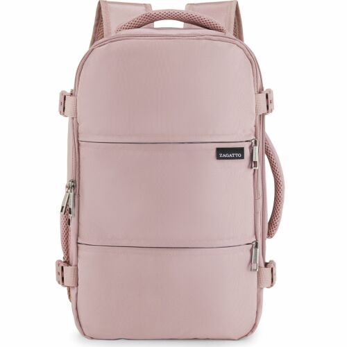 Utazó hátizsák, Zagatto, Rózsaszín, Kézipoggyász 40x20x25 cm, Repülős utazó hátizsák, Kompatibilis a Wizz Airrel, Tarom, Ryanair, Kompressziós hevederek, Bőröndre rögzíthető, Vízálló, Űrtarta 124031988