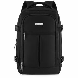 Utazó hátizsák, Zagatto, Fekete, Kézipoggyász 40x20x25 cm, Repülős utazó hátizsák, Wizz Air kompatibilis, Tarom, Ryanair, Kompressziós hevederek, Bőröndhöz rögzíthető, Vízálló, 20L űrtartalom 124032034 - Utazótáska