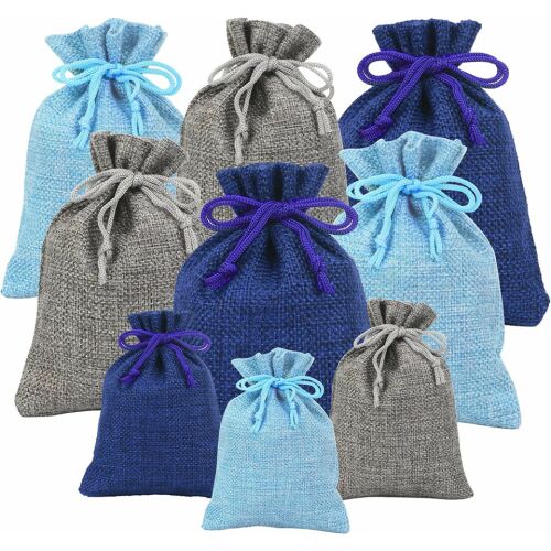 Set de 24 saculeti LANMOK, textil, gri/albastru, 9/13,3 cm 124032667