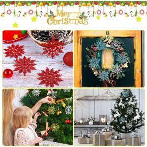 Zestaw 24 płatków śniegu w kształcie uśmiechu słonecznego, czerwony, plastik, 10,5 x 10,5 cm 124032948 - Dekoracja sezonowa