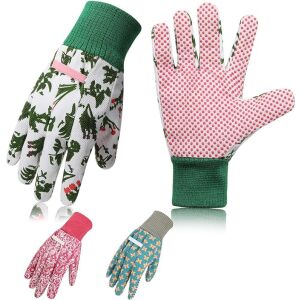 Set 3 perechi manusi de gradinarit pentru dama Cochie, poliester/bumbac/PVC, multicolor, marimea M 124033153 - Mănuși de lucru