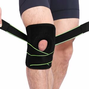 Orteza kolana Delee ze stabilizatorami bocznymi, materiałowa, czarno-zielona, rozmiar M 124033452 - Mocowanie stawów