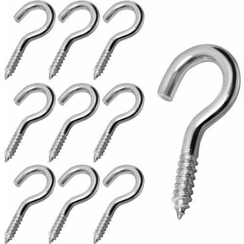 10 db-os Wandefol horog készlet, rozsdamentes acél, ezüst, 5 x 1,4 cm 124033506