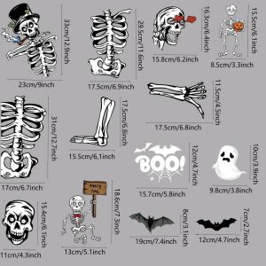 Sada 6 halloweenskych nálepiek TBSCWYF, PVC, čiernobiele 124033779 - Nálepky na okno