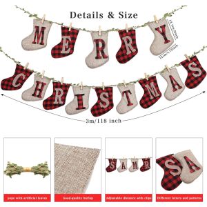 Ghirlandă Crăciun Merry Christmas - Textil - 3m 124033849 - Decorațiuni de Crăciun