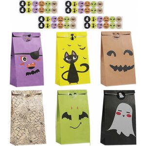 48er Set Geschenktüten mit Halloween-Aufklebern Colmanda, Papier, mehrfarbig, 23x15x10cm