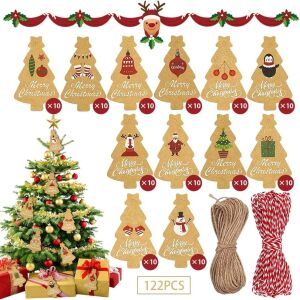 Etichete Crăciun - 120 Bucăți - Hârtie/Textil - 5x8.5cm 124034029 - Calendare de Advent