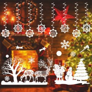 Sada 2 listov vianočných nálepiek na okno TUIBEIDAMAI, papier/PVC, biele 124034136 - Nálepky na okno