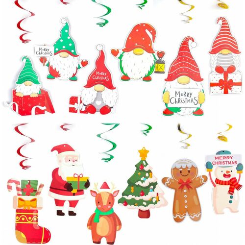 Sada 12 vianočných špirálových závesných ozdôb Gxhong, viacfarebné, papier/PVC 124034060