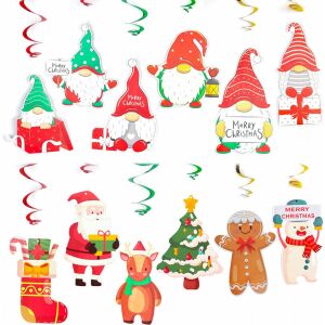 Set mit 12 Gxhong Weihnachtsspiralen zum Aufhängen, mehrfarbig, Papier/PVC, 124034060 - Saisonale Dekoration