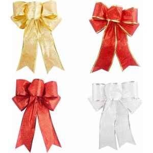 Set de 6 fundite pentru cadou Wenyue, rosu/auriu/argintiu, panglica, 20 x 25 cm 124034068 - Decorațiuni de Crăciun