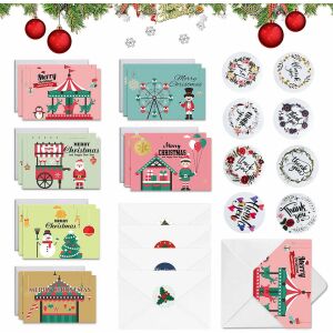 Set de 12 felicitari de Craciun cu plicuri si stickere Sunshine smile, hartie, multicolor, 15 x 10 cm 124034094 - Felicitări, invitații