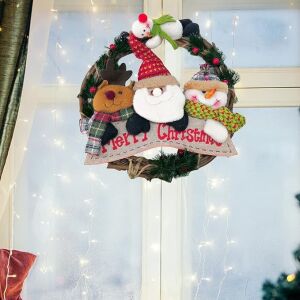 Ghirlandă Crăciun Ratan - Moș Crăciun, Om de Zăpadă, Ren - 29cm 124034371 - Decorațiuni de Crăciun