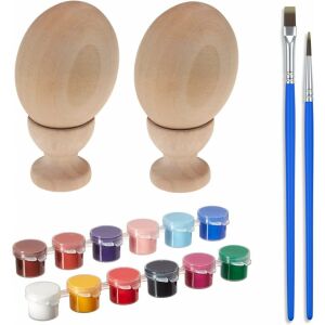 Auchoice - Kit Pictat Ouă Paște - Lemn - 4.5x6.5cm 124034499 - Decorațiuni de Paște