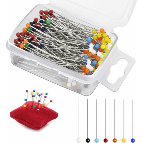 100 db műanyag fejű varrótű készlet Nutmanel, rozsdamentes acél, többszínű, 38 mm 124034829