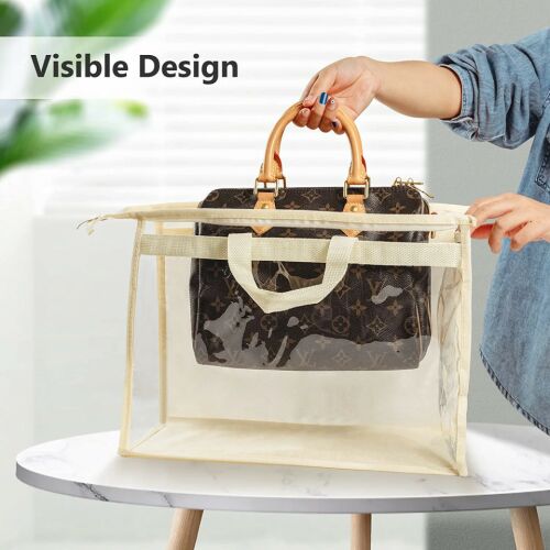 Set de 4 saci de depozitare a gentilor Puricon, transparent/bej, PVC, 28 X 17 X 38 cm 124035391