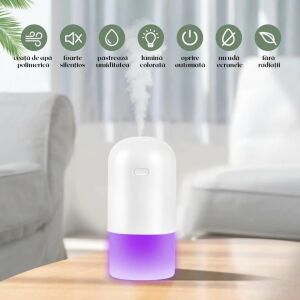 Ruxan hordozható párásító, RGB, műanyag, fehér, 18 x 8,4 x 8,4 cm, 400 cm 124035360 - Levegőkezelés