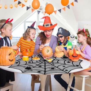 Set de 2 fete de masa pentru Halloween TSLBW, poliester, negru/gri, 102 cm / 48 x 186 cm 124035597 - Fețe de masă