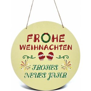 Makstore Weihnachts-Türdekoration, Holz, mehrfarbig, 30 x 30 cm