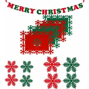 Set de 4 naproane pentru farfurii, 8 naproane pentru cani si un banner Weigav, pasla, rosu/verde 124036313 - Servete si naproane