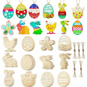 Dewohler - Pandative Paște - Lemn - 48 buc - 6x8cm 124036684 - Decorațiuni de Paște