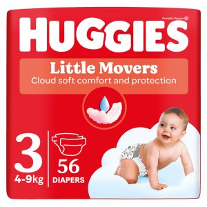 Huggies Little Movers Size 3 (4-9kg) Diapers, 56 count pack - Huggies
