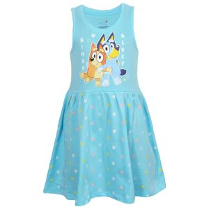 DISNEY Bluey лятна рокля, светлосиня с героите Бинго и Блуи, момичешко облекло - Бебе & Малко дете