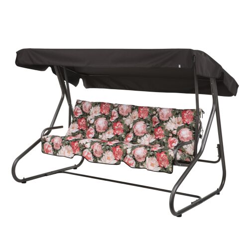 Milano 4 személyes kerti hintaágy virágmintás párnákkal és tetővel