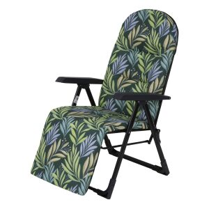 Patio Galaxy Plus összecsukható kerti szék lábtartóval és levélmintás párnával - Patio
