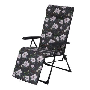 Bilbao Plus összecsukható kerti szék lábtartóval és virágmintával - Patio