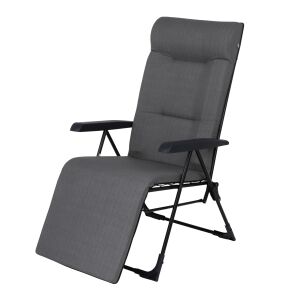 Patio Bilbao Plus összecsukható kerti szék lábtartóval, szürke - Patio