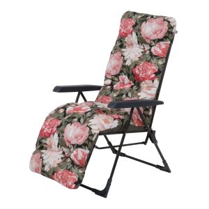Malaga Plus összecsukható kerti szék virágmintával, állítható háttámlával és lábtartóval - Patio
