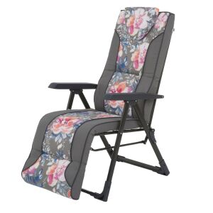 Patio Mijas Plus összecsukható kerti szék lábtartóval és virágmintával - Patio