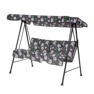 Kert Hintaház virágmintás 3 személyes hintaágy tetővel - Hintaágy
