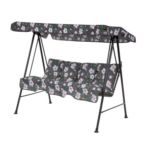 Kert Hintaház virágmintás 3 személyes hintaágy tetővel