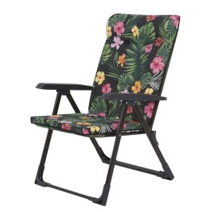 Bilbao XL összecsukható kerti szék virágmintával, dönthető háttámlával és erős acélvázzal - Patio