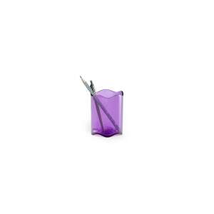 Purple transparent plastic pen holder, durable trend, with wavy edges - Durable