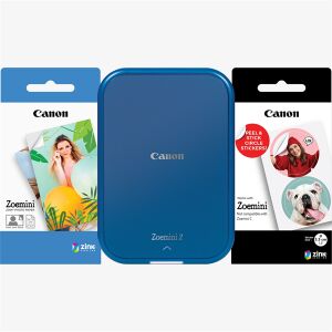 Canon Zoemini 2 Plavi foto pisač paket s ZINK foto papirom i papirom za naljepnice - Printer i skener