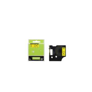 Dymo label tape, 12mm x 7m, black on yellow, compatible with Dymo S0720580/45018 label maker - Office technology