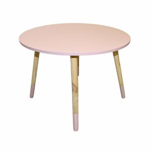 Detský stôl H&S Collection ružový, okrúhly, s priemerom 60 cm, výškou 41 cm, doska z MDF, drevené nohy - Detské stolíky a stoličky