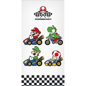 Prosop de plajă Super Mario Kart 70x140cm, cu Mario, Luigi, Yoshi și Toad concurând - Carbotex