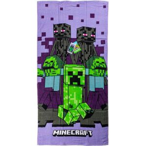Minecraft Lila fürdőlepedő Creeper és Enderman karakterekkel, 70x140cm - Minecraft