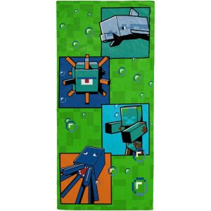 Prosop de baie Minecraft Ocean Depths, cu delfin, calamar, zombie și gardian, 70x140cm - Minecraft