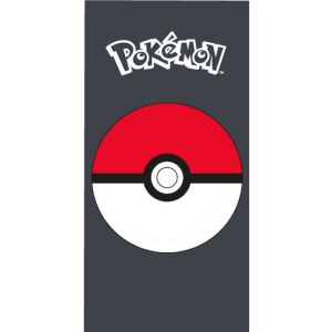 Кърпа за баня Pokémon Pokeball, 70x140cm, червен и бял дизайн Pokeball на сив фон - Carbotex
