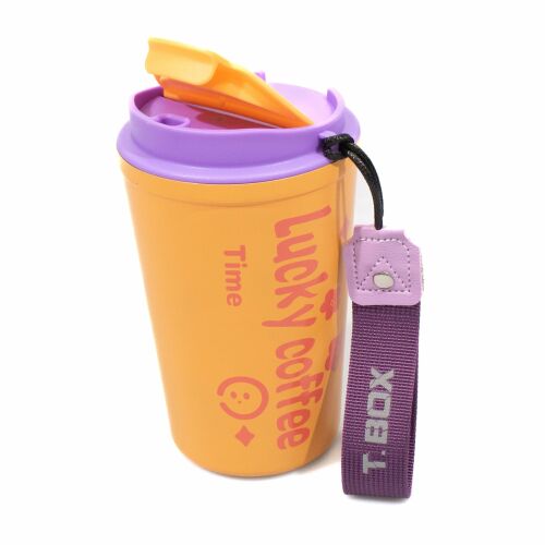 Термос чаша за кафе, неръждаема стомана, 380мл, жълто с розово 124477003