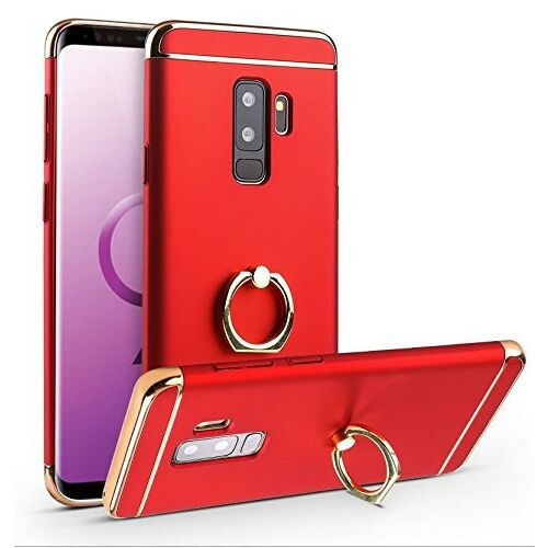 Piros Samsung Galaxy S9 telefontok arany gyűrűtartóval, 3 az 1-ben védelem - Telefontok